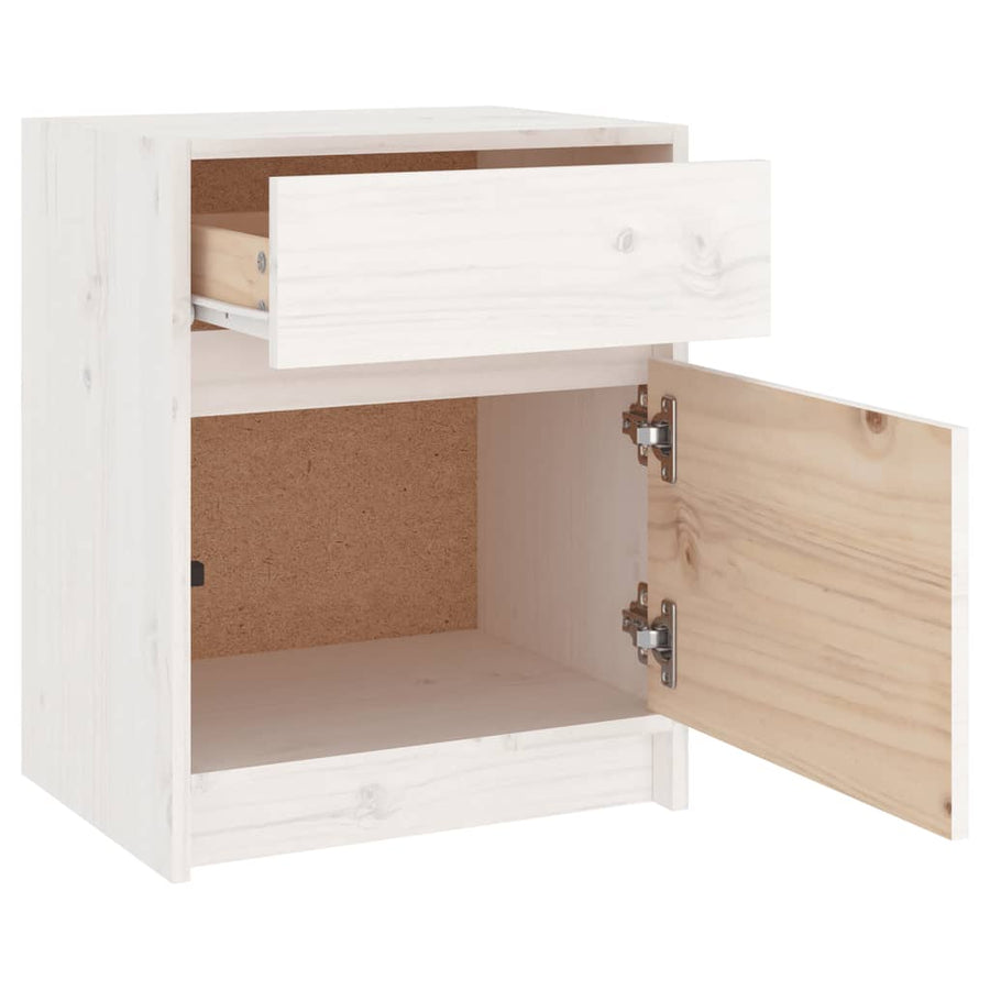 Nachtkastjes 40X31X50 Cm Massief Grenenhout 2 Wit