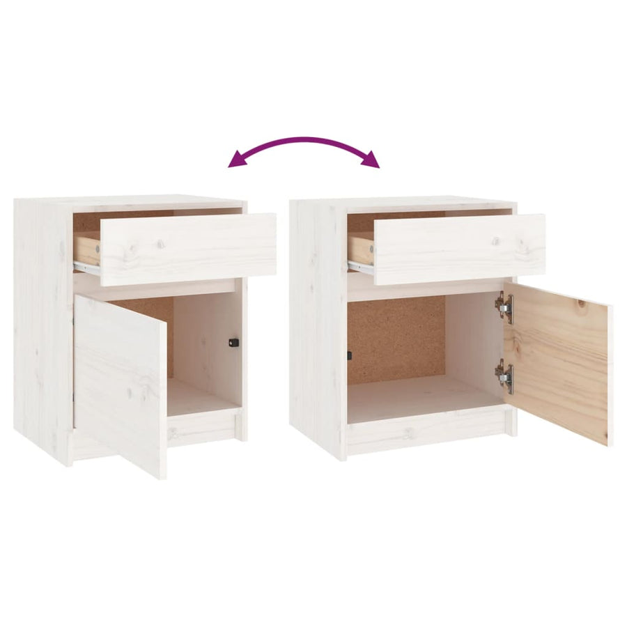 Nachtkastjes 40X31X50 Cm Massief Grenenhout 2 Wit
