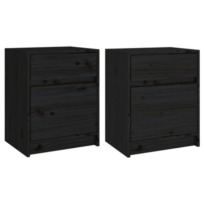 Nachtkastjes 40X31X50 Cm Massief Grenenhout 2 Zwart