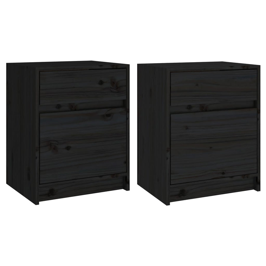 Nachtkastjes 40X31X50 Cm Massief Grenenhout 2 Zwart