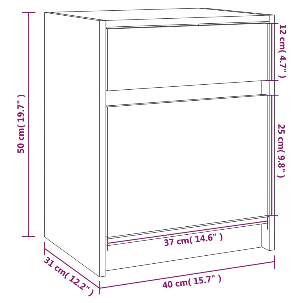 Nachtkastjes 40X31X50 Cm Massief Grenenhout 2 Zwart