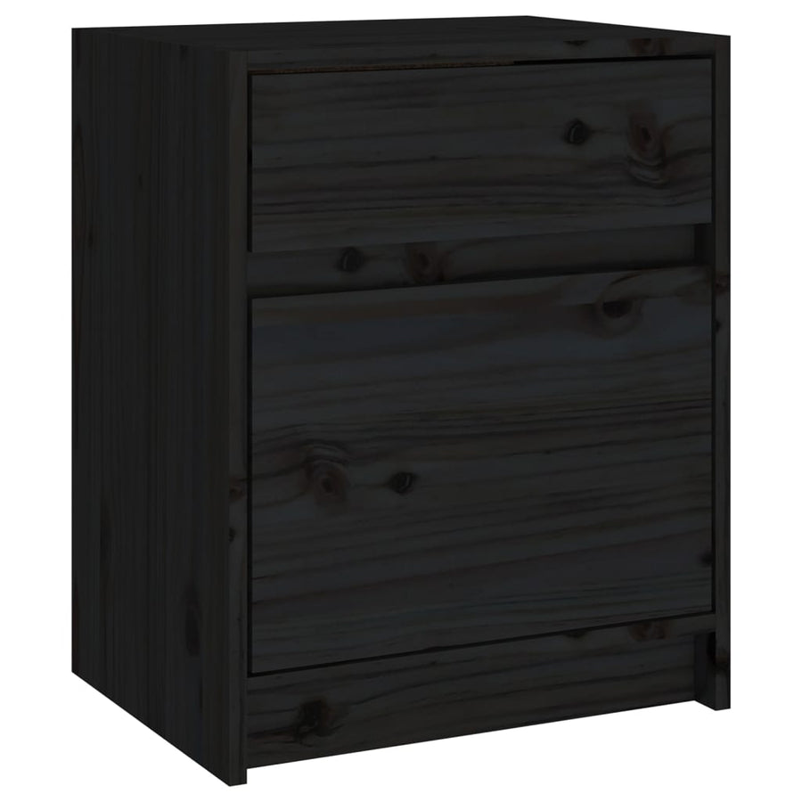Nachtkastjes 40X31X50 Cm Massief Grenenhout 2 Zwart