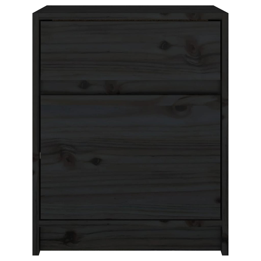 Nachtkastjes 40X31X50 Cm Massief Grenenhout 2 Zwart