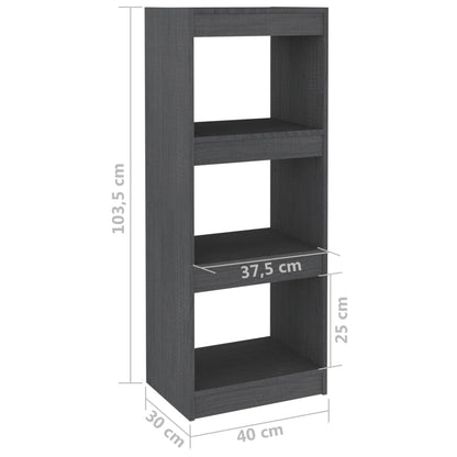 Boekenkast/kamerscherm 40x30x103,5 cm massief grenenhout grijs 40 x 30 x 103.5 cm Grijs