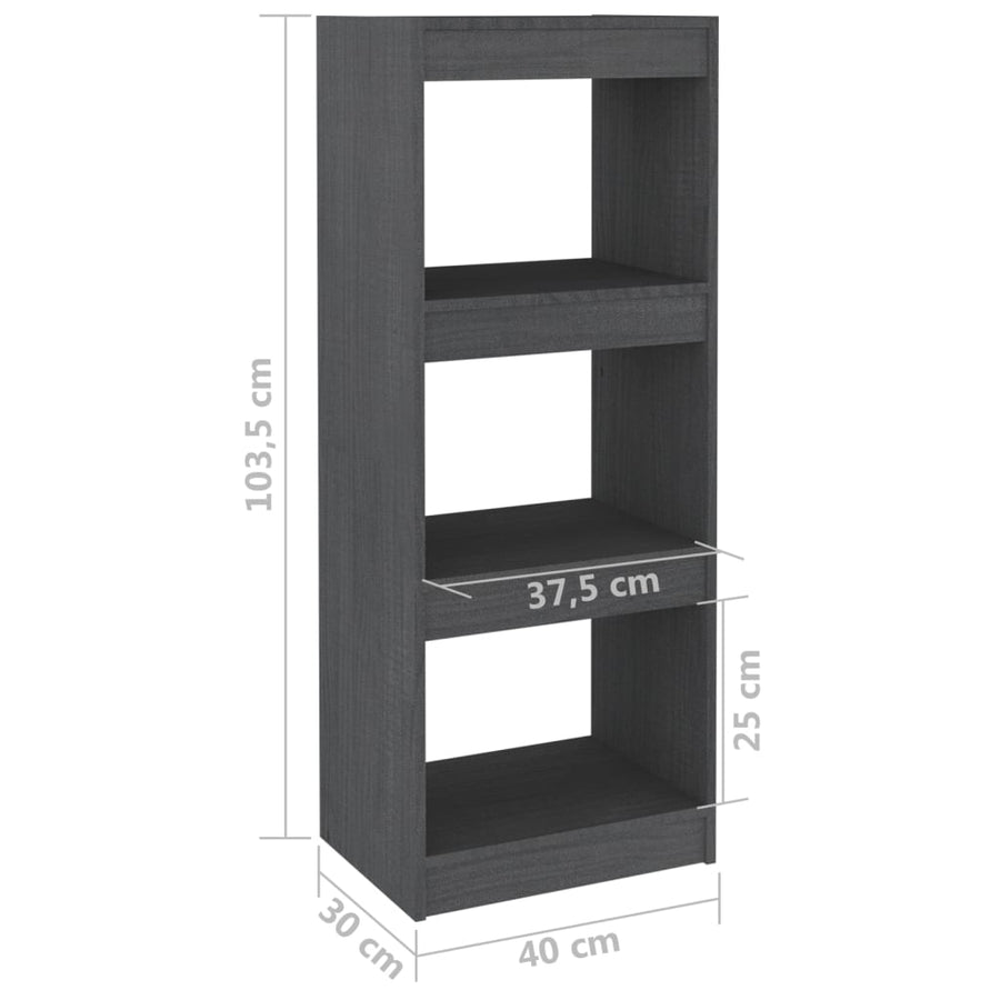 Boekenkast/kamerscherm 40x30x103,5 cm massief grenenhout grijs 40 x 30 x 103.5 cm Grijs