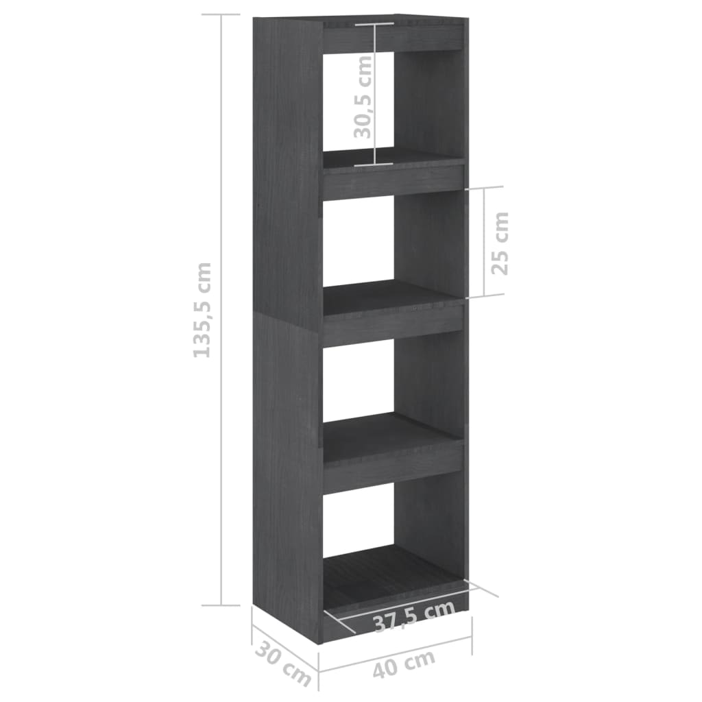 Boekenkast/kamerscherm 40x30x135,5 cm grenenhout grijs 40 x 30 x 135.5 cm Grijs