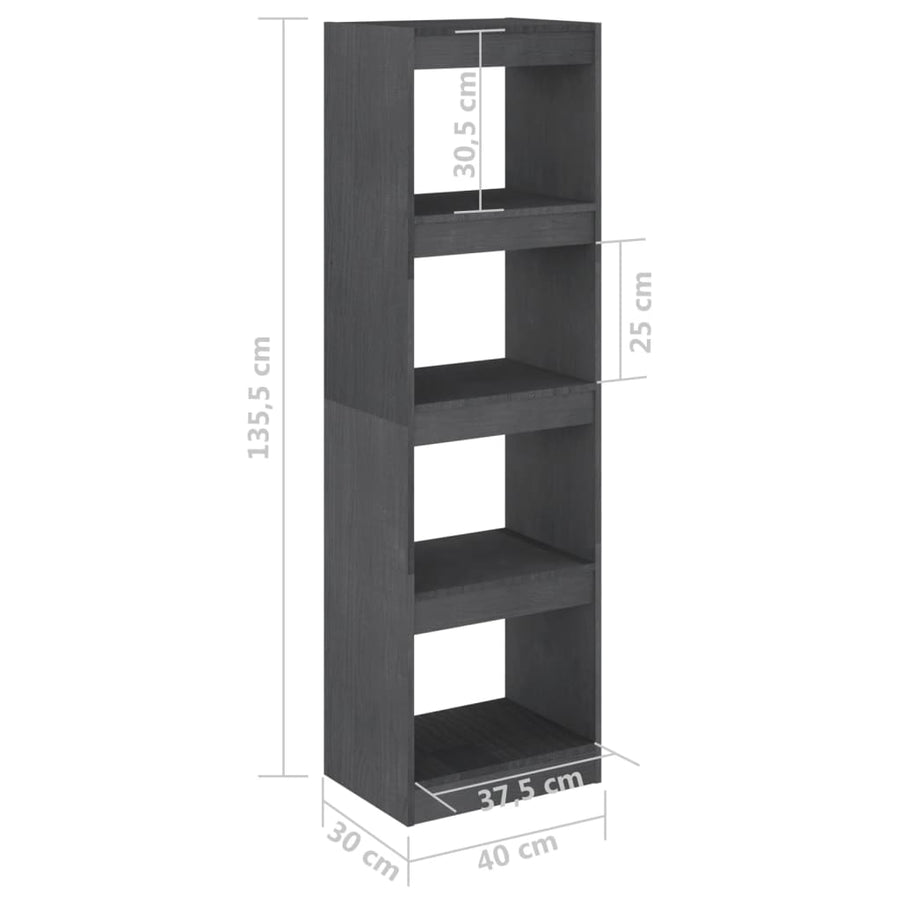 Boekenkast/kamerscherm 40x30x135,5 cm grenenhout grijs 40 x 30 x 135.5 cm Grijs