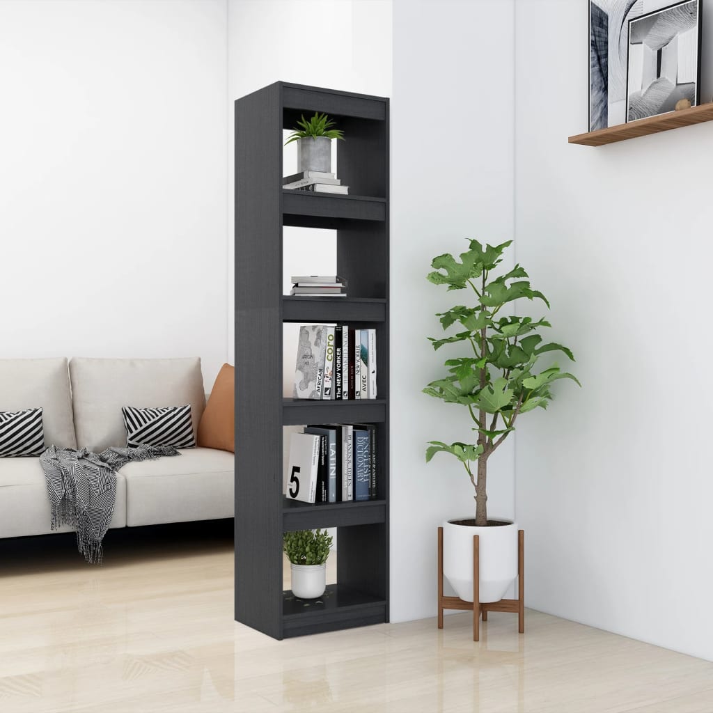 Boekenkast/kamerscherm 40x30x167,5 cm massief grenenhout grijs 40 x 30 x 167.5 cm Grijs
