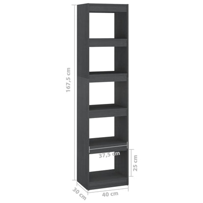 Boekenkast/kamerscherm 40x30x167,5 cm massief grenenhout grijs 40 x 30 x 167.5 cm Grijs