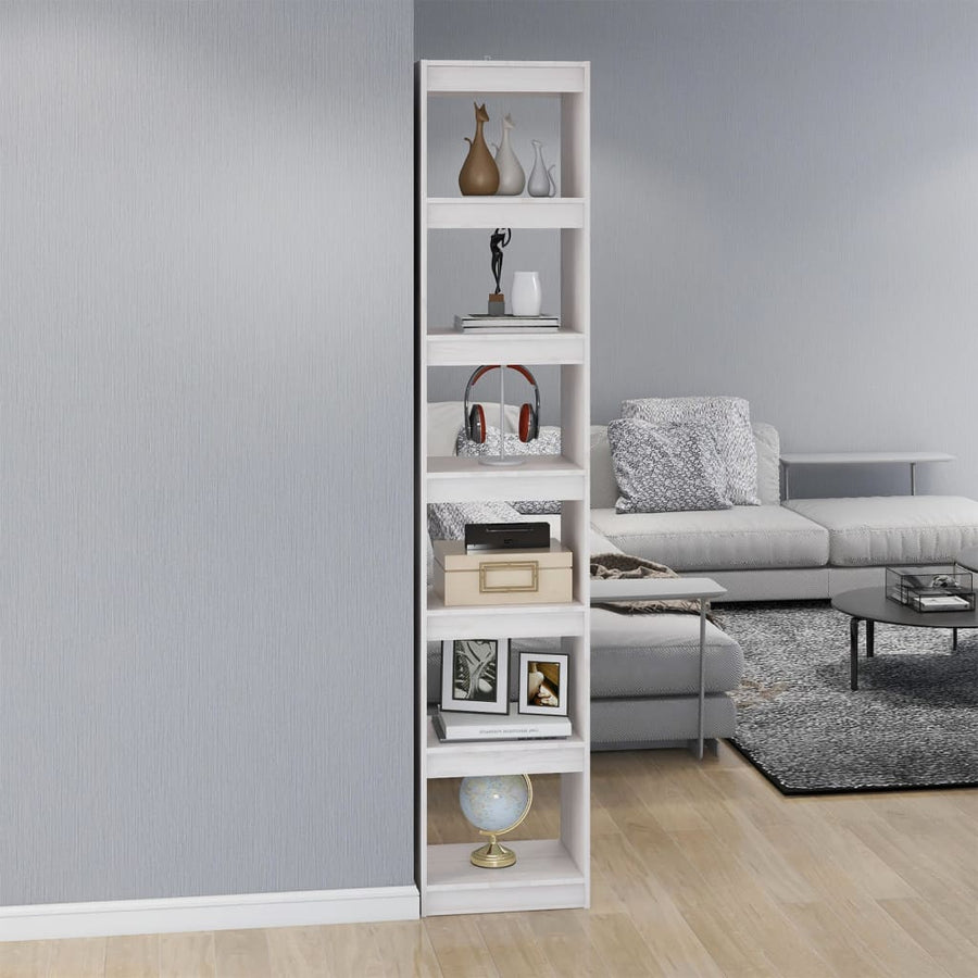 Boekenkast/Kamerscherm 40X30X199 Cm Massief Grenenhout Wit 40 x 30 x 199 cm
