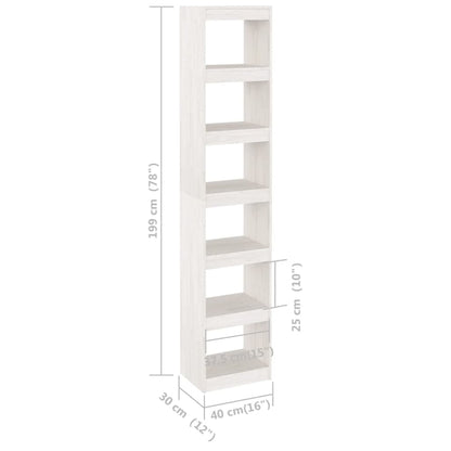 Boekenkast/Kamerscherm 40X30X199 Cm Massief Grenenhout Wit 40 x 30 x 199 cm