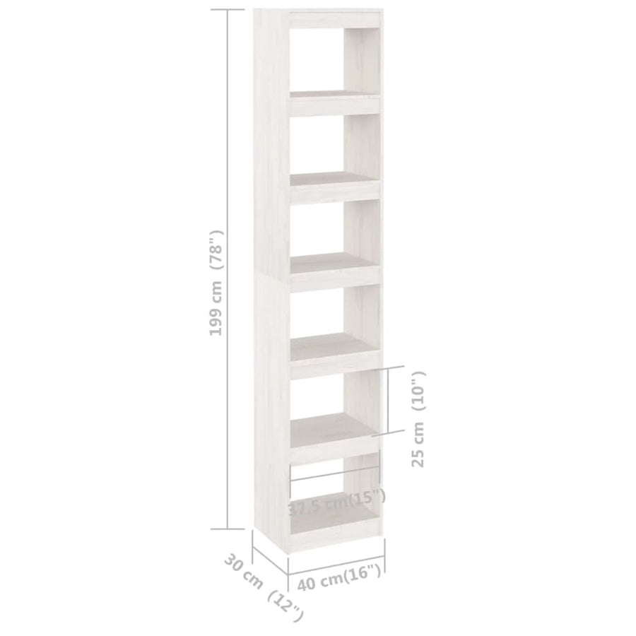 Boekenkast/Kamerscherm 40X30X199 Cm Massief Grenenhout Wit 40 x 30 x 199 cm