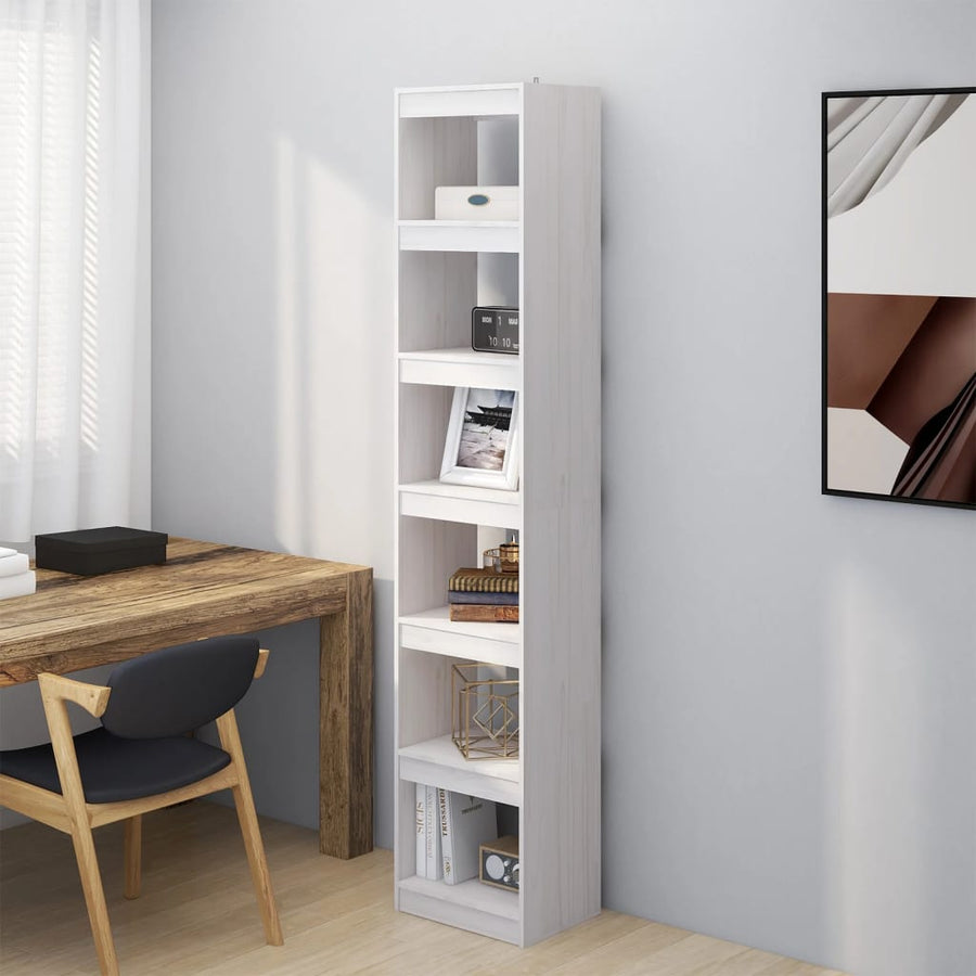 Boekenkast/Kamerscherm 40X30X199 Cm Massief Grenenhout Wit 40 x 30 x 199 cm
