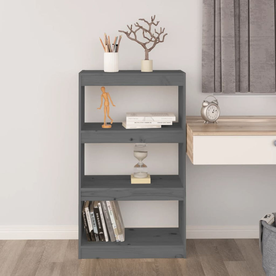 Boekenkast/Kamerscherm 60X30X03,5 Cm Massief Grenenhout 60 x 30 x 103.5 cm Grijs