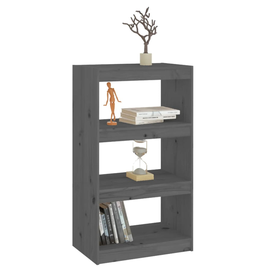 Boekenkast/Kamerscherm 60X30X03,5 Cm Massief Grenenhout 60 x 30 x 103.5 cm Grijs