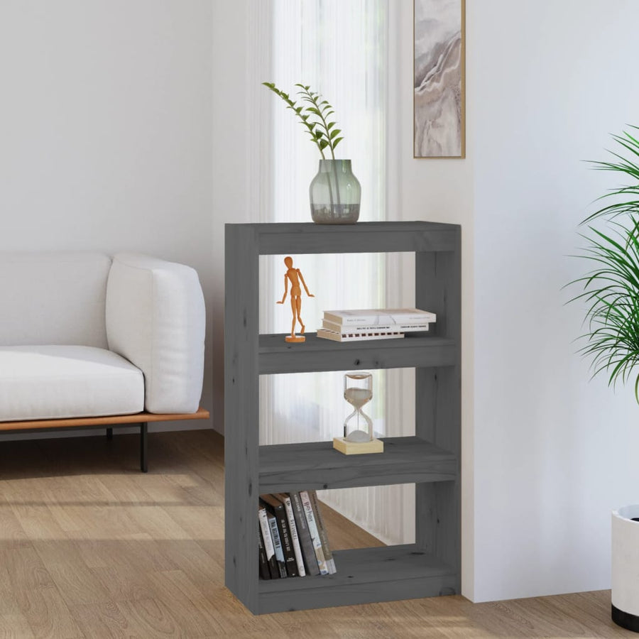 Boekenkast/Kamerscherm 60X30X03,5 Cm Massief Grenenhout 60 x 30 x 103.5 cm Grijs