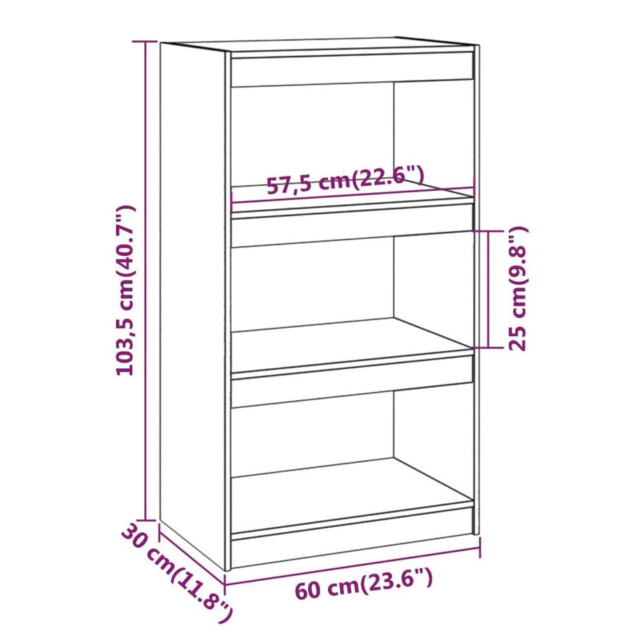 Boekenkast/Kamerscherm 60X30X03,5 Cm Grenenhout 60 x 30 x 103.5 cm Honingbruin