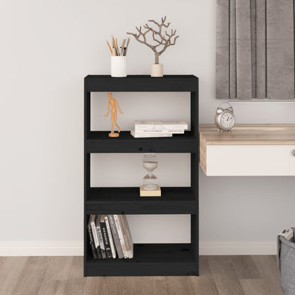 Boekenkast/Kamerscherm 60X30X03,5 Cm Massief Grenenhout 60 x 30 x 103.5 cm Zwart
