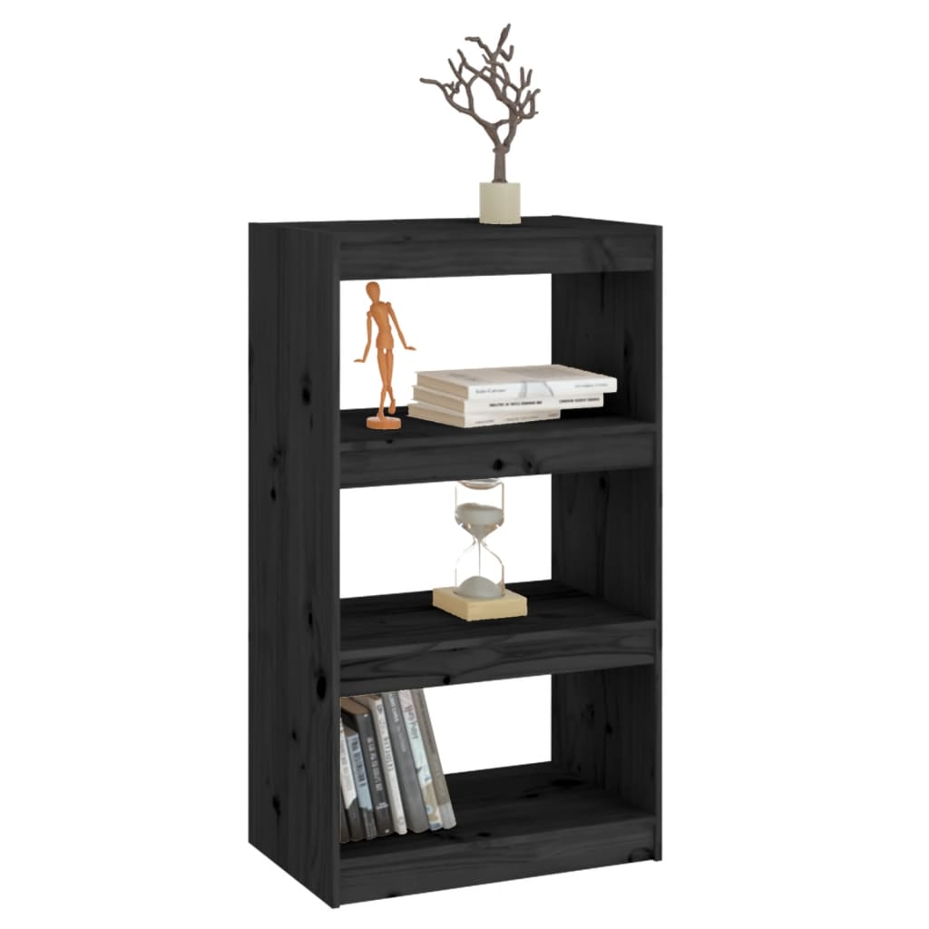 Boekenkast/Kamerscherm 60X30X03,5 Cm Massief Grenenhout 60 x 30 x 103.5 cm Zwart