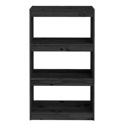 Boekenkast/Kamerscherm 60X30X03,5 Cm Massief Grenenhout 60 x 30 x 103.5 cm Zwart