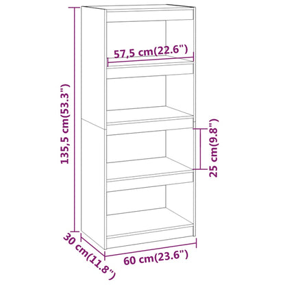 Boekenkast/Kamerscherm 60X30X35,5 Cm Massief Grenenhout 60 x 30 x 135.5 cm Grijs
