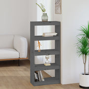 Boekenkast kamerscherm 60x30x135.5 cm massief grenenhout grijs