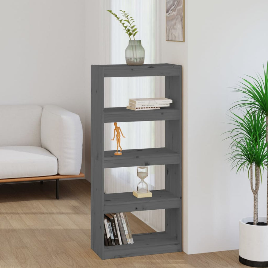 Boekenkast/Kamerscherm 60X30X35,5 Cm Massief Grenenhout 60 x 30 x 135.5 cm Grijs