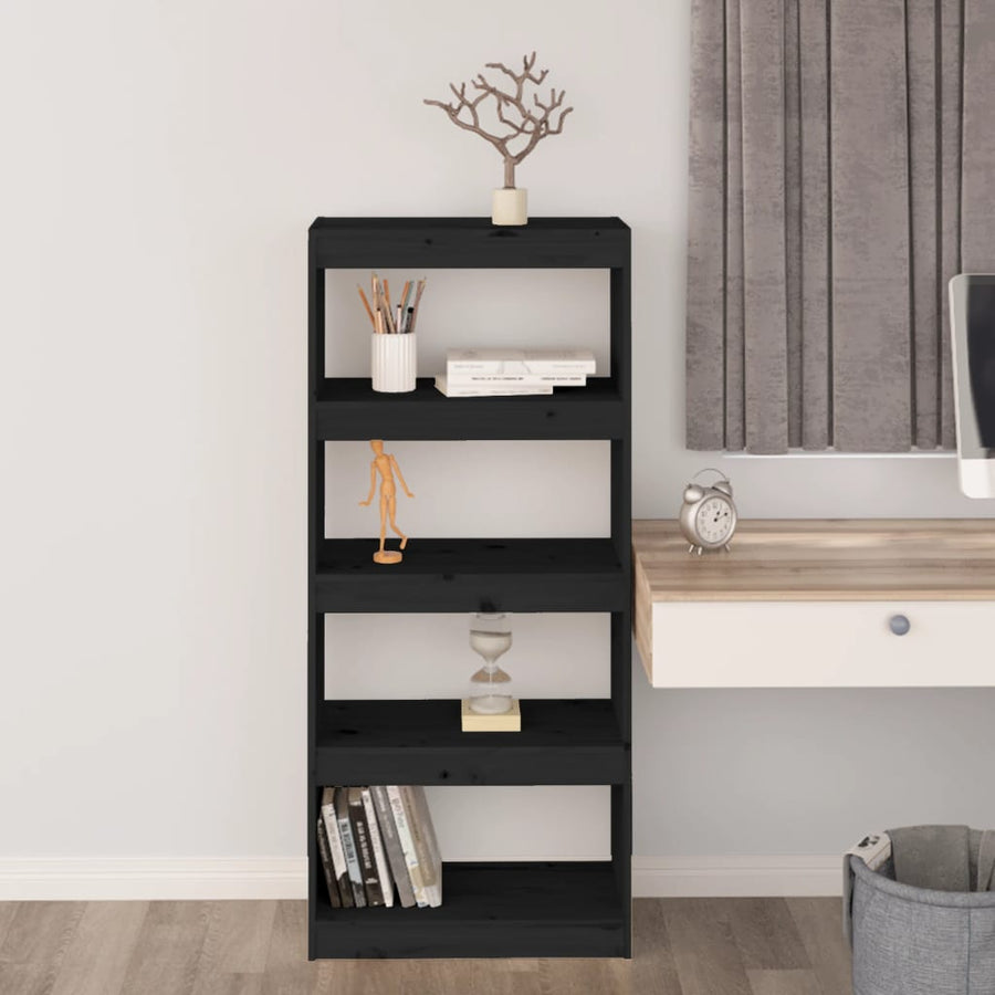 Boekenkast/Kamerscherm 60X30X35,5 Cm Massief Grenenhout 60 x 30 x 135.5 cm Zwart