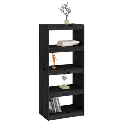 Boekenkast/Kamerscherm 60X30X35,5 Cm Massief Grenenhout 60 x 30 x 135.5 cm Zwart