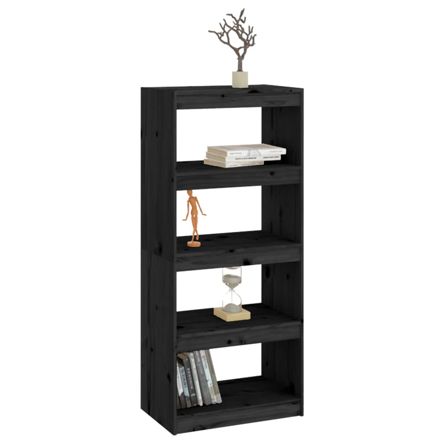 Boekenkast/Kamerscherm 60X30X35,5 Cm Massief Grenenhout 60 x 30 x 135.5 cm Zwart