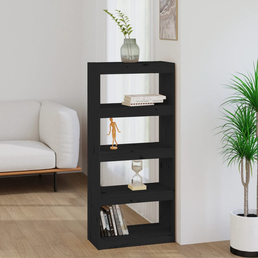 Boekenkast/Kamerscherm 60X30X35,5 Cm Massief Grenenhout 60 x 30 x 135.5 cm Zwart