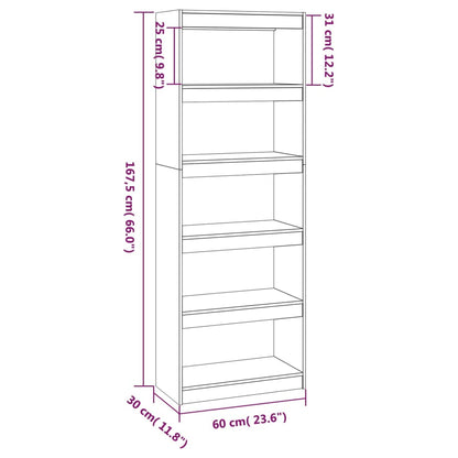 Boekenkast/Kamerscherm 60X30X67,5 Cm Massief Grenenhout 60 x 30 x 167.5 cm Bruin