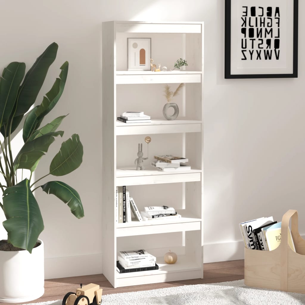 Boekenkast/Kamerscherm 60X30X67,5 Cm Massief Grenenhout 60 x 30 x 167.5 cm Wit