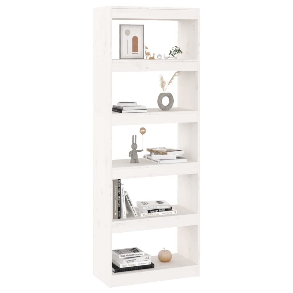 Boekenkast/Kamerscherm 60X30X67,5 Cm Massief Grenenhout 60 x 30 x 167.5 cm Wit