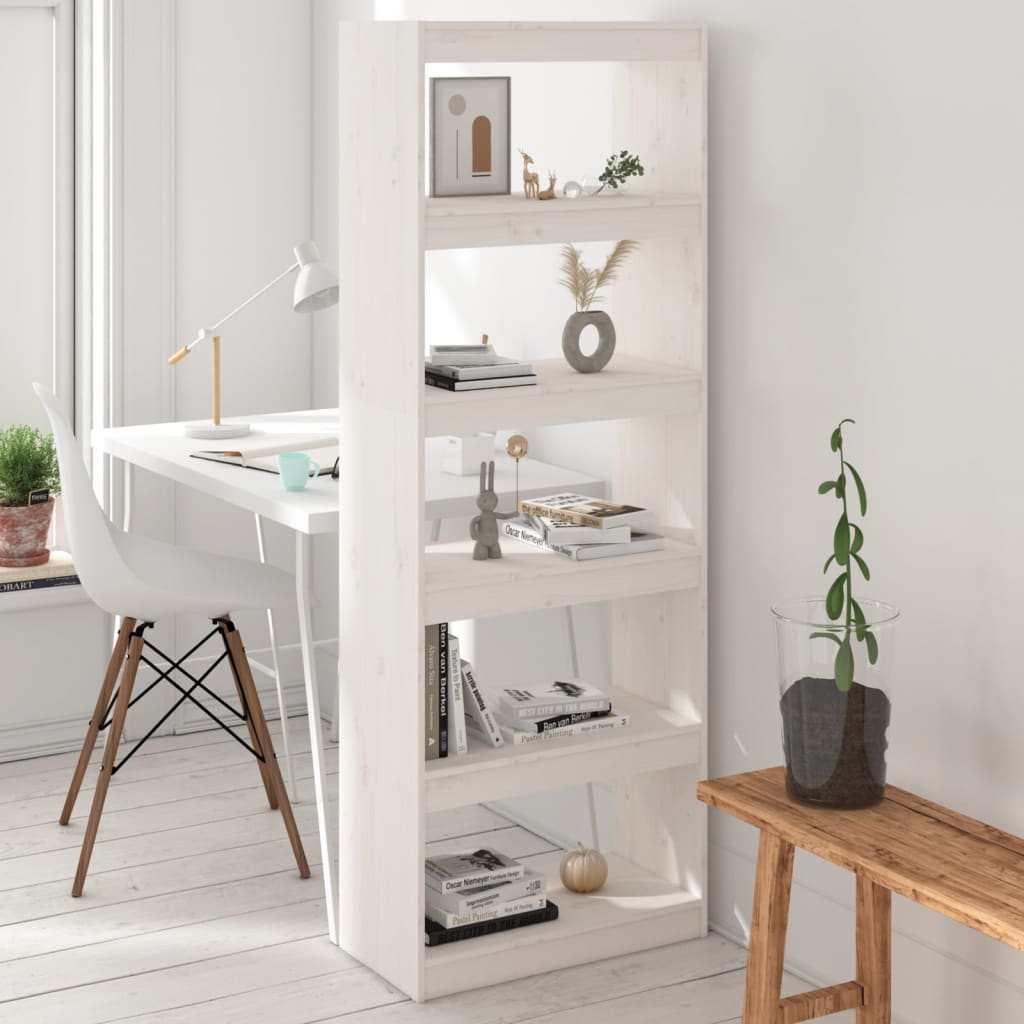 Boekenkast/Kamerscherm 60X30X67,5 Cm Massief Grenenhout 60 x 30 x 167.5 cm Wit