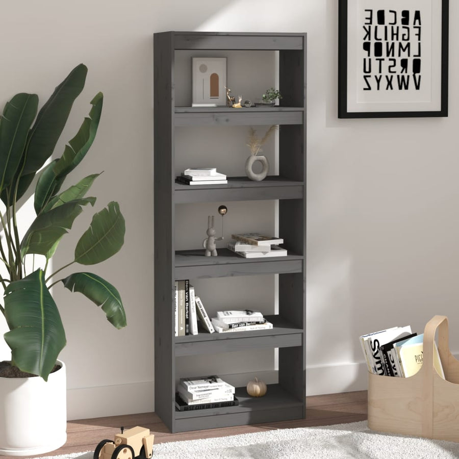 Boekenkast/Kamerscherm 60X30X67,5 Cm Massief Grenenhout 60 x 30 x 167.5 cm Grijs