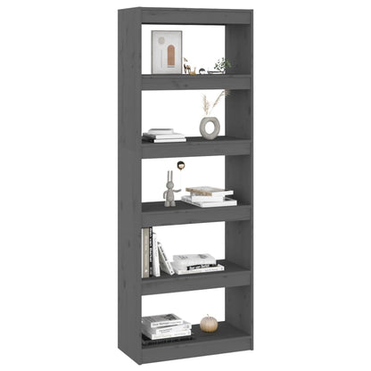 Boekenkast/Kamerscherm 60X30X67,5 Cm Massief Grenenhout 60 x 30 x 167.5 cm Grijs