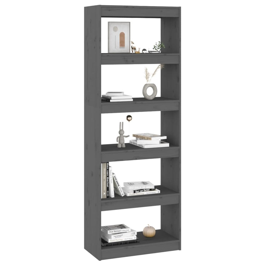 Boekenkast/Kamerscherm 60X30X67,5 Cm Massief Grenenhout 60 x 30 x 167.5 cm Grijs