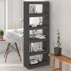 Boekenkast/kamerscherm 60x30x167,5 cm massief grenenhout grijs