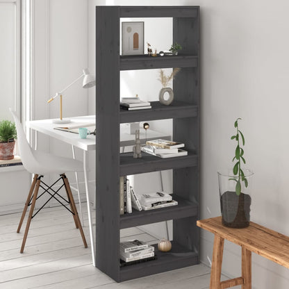 Boekenkast/Kamerscherm 60X30X67,5 Cm Massief Grenenhout 60 x 30 x 167.5 cm Grijs