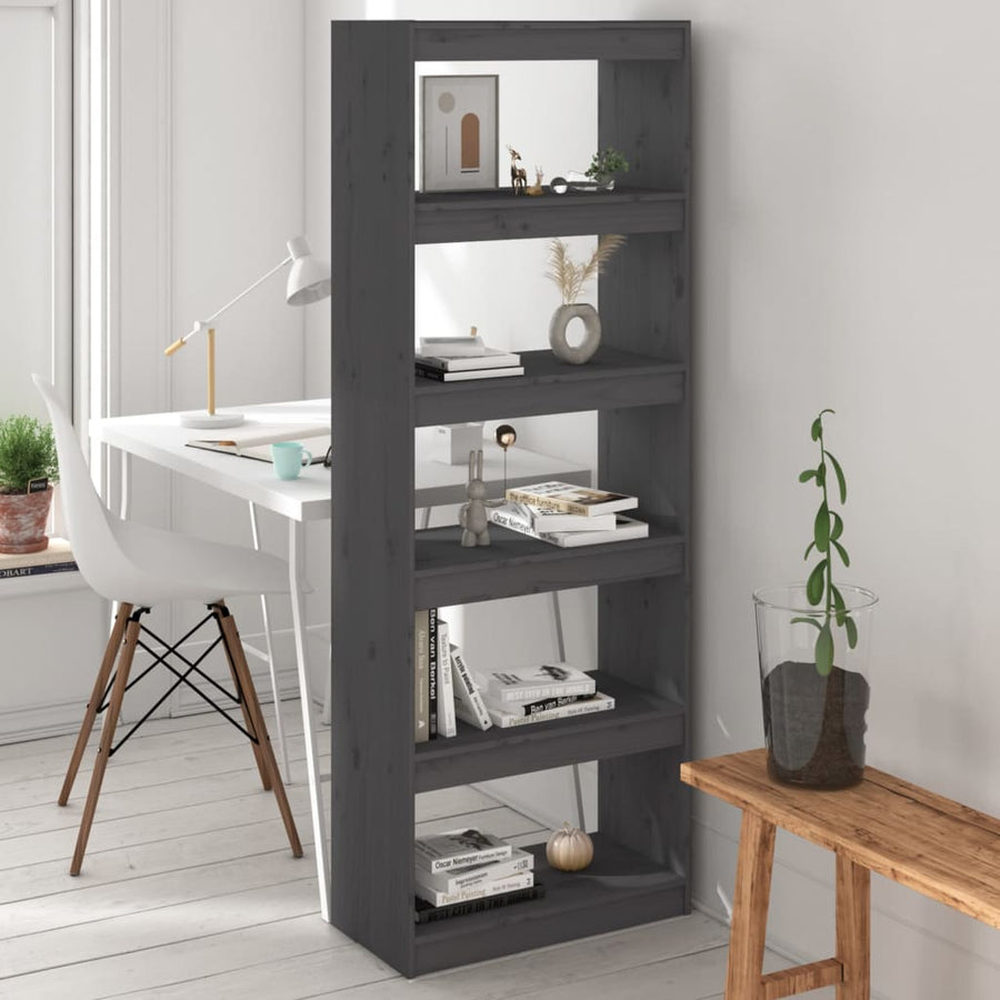 Boekenkast/Kamerscherm 60X30X67,5 Cm Massief Grenenhout 60 x 30 x 167.5 cm Grijs