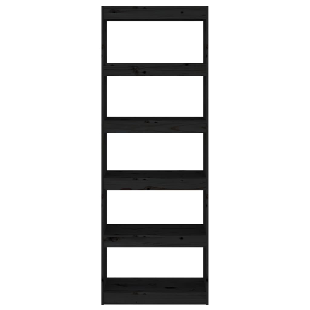 Boekenkast/Kamerscherm 60X30X67,5 Cm Massief Grenenhout 60 x 30 x 167.5 cm Zwart