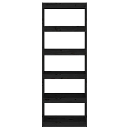 Boekenkast/Kamerscherm 60X30X67,5 Cm Massief Grenenhout 60 x 30 x 167.5 cm Zwart