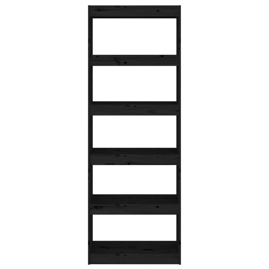 Boekenkast/Kamerscherm 60X30X67,5 Cm Massief Grenenhout 60 x 30 x 167.5 cm Zwart