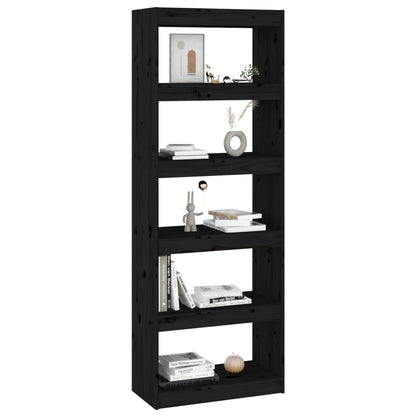 Boekenkast/Kamerscherm 60X30X67,5 Cm Massief Grenenhout 60 x 30 x 167.5 cm Zwart