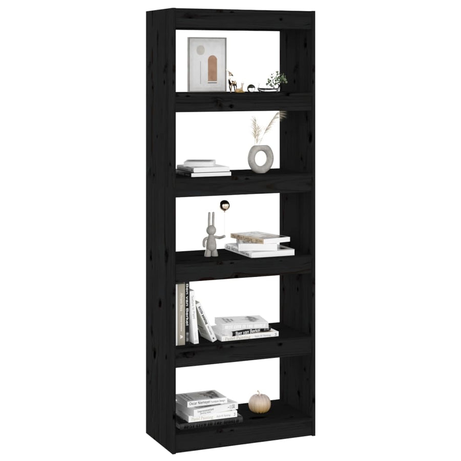 Boekenkast/Kamerscherm 60X30X67,5 Cm Massief Grenenhout 60 x 30 x 167.5 cm Zwart
