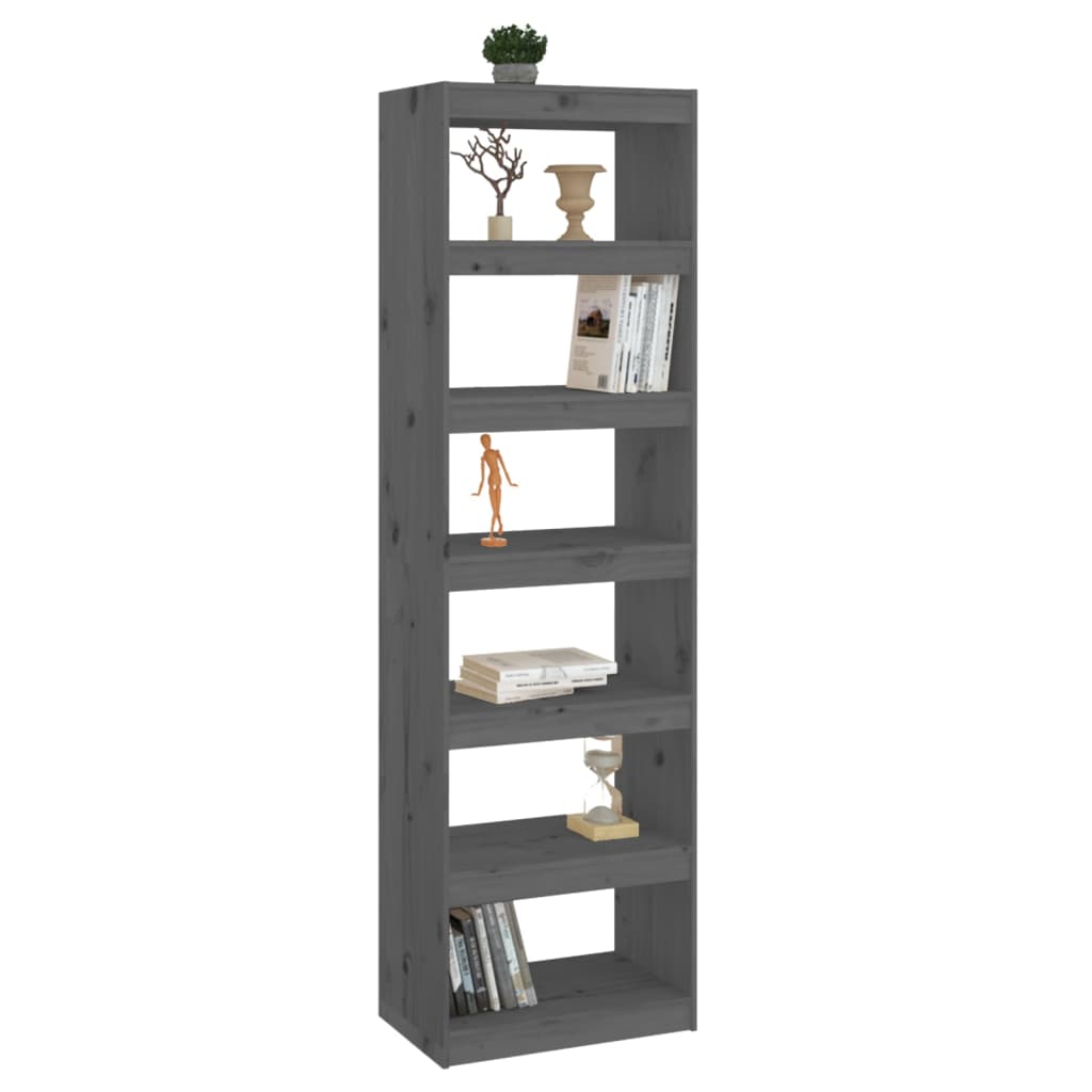 Boekenkast/Kamerscherm 60X30X99,5 Cm Massief Grenenhout 60 x 30 x 199.5 cm Grijs
