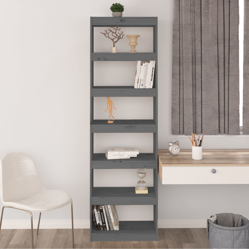 Boekenkast/Kamerscherm 60X30X99,5 Cm Massief Grenenhout 60 x 30 x 199.5 cm Grijs