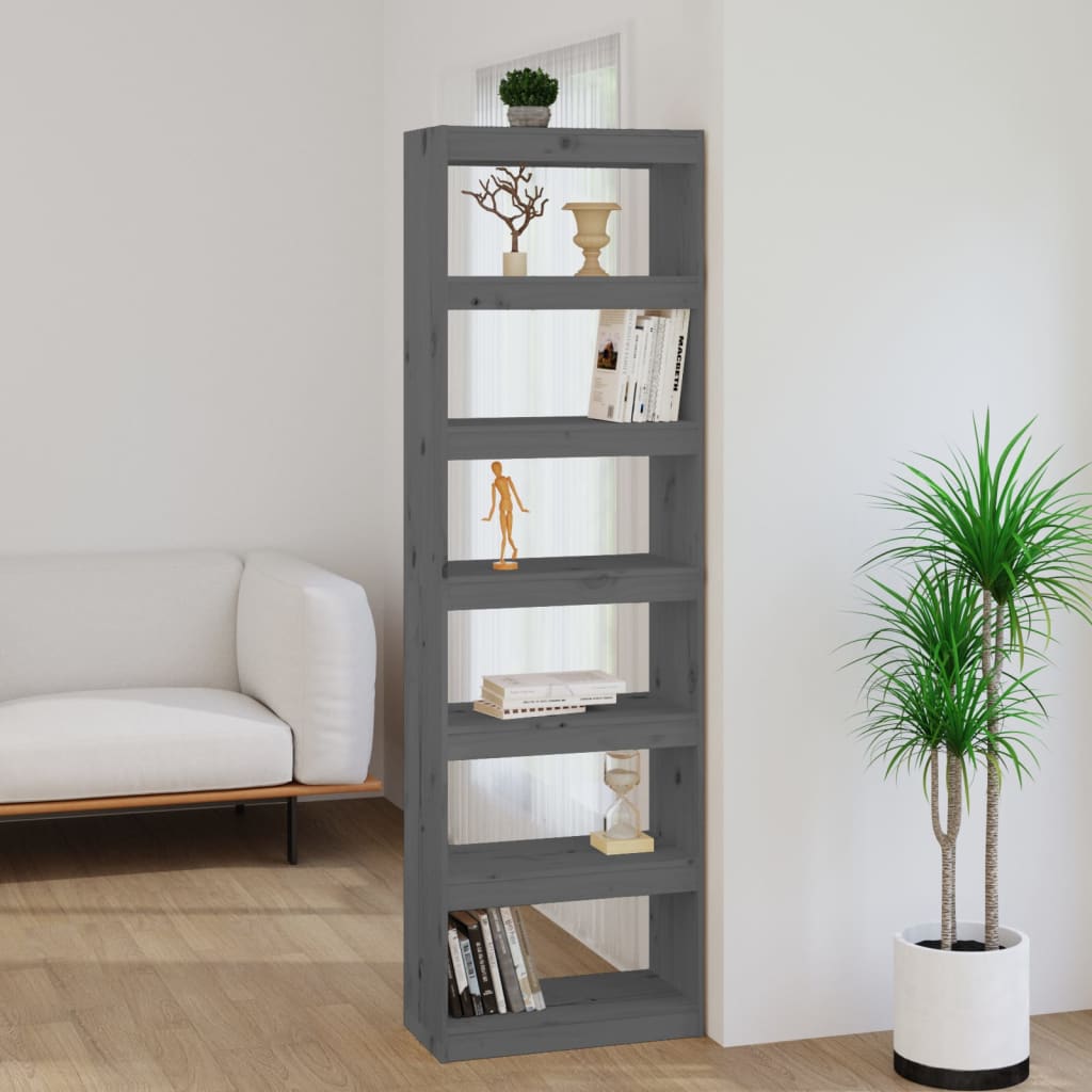 Boekenkast/Kamerscherm 60X30X99,5 Cm Massief Grenenhout 60 x 30 x 199.5 cm Grijs
