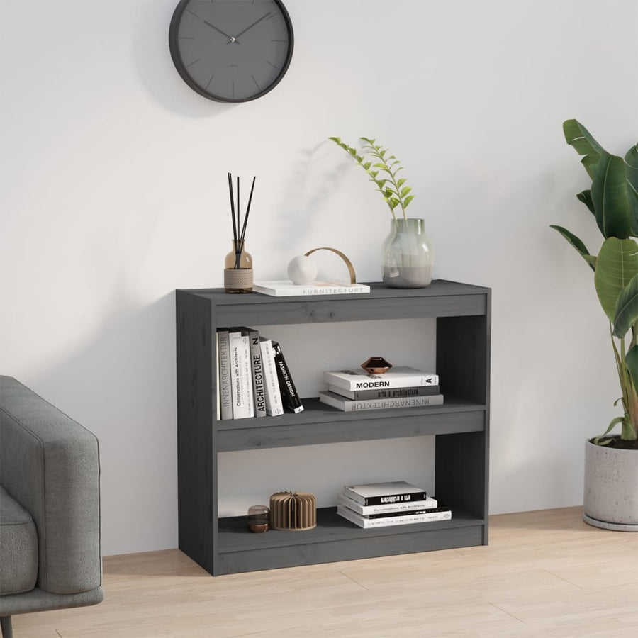 Boekenkast/Kamerscherm 80X30X7,5 Cm Massief Grenenhout 80 x 30 x 71.5 cm Grijs